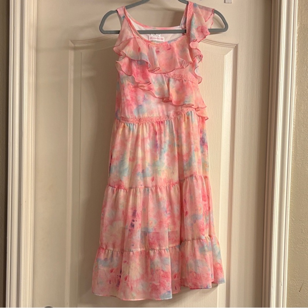 Easter-Ready Bonnie Jean Pink and Blue Ruffled Dress